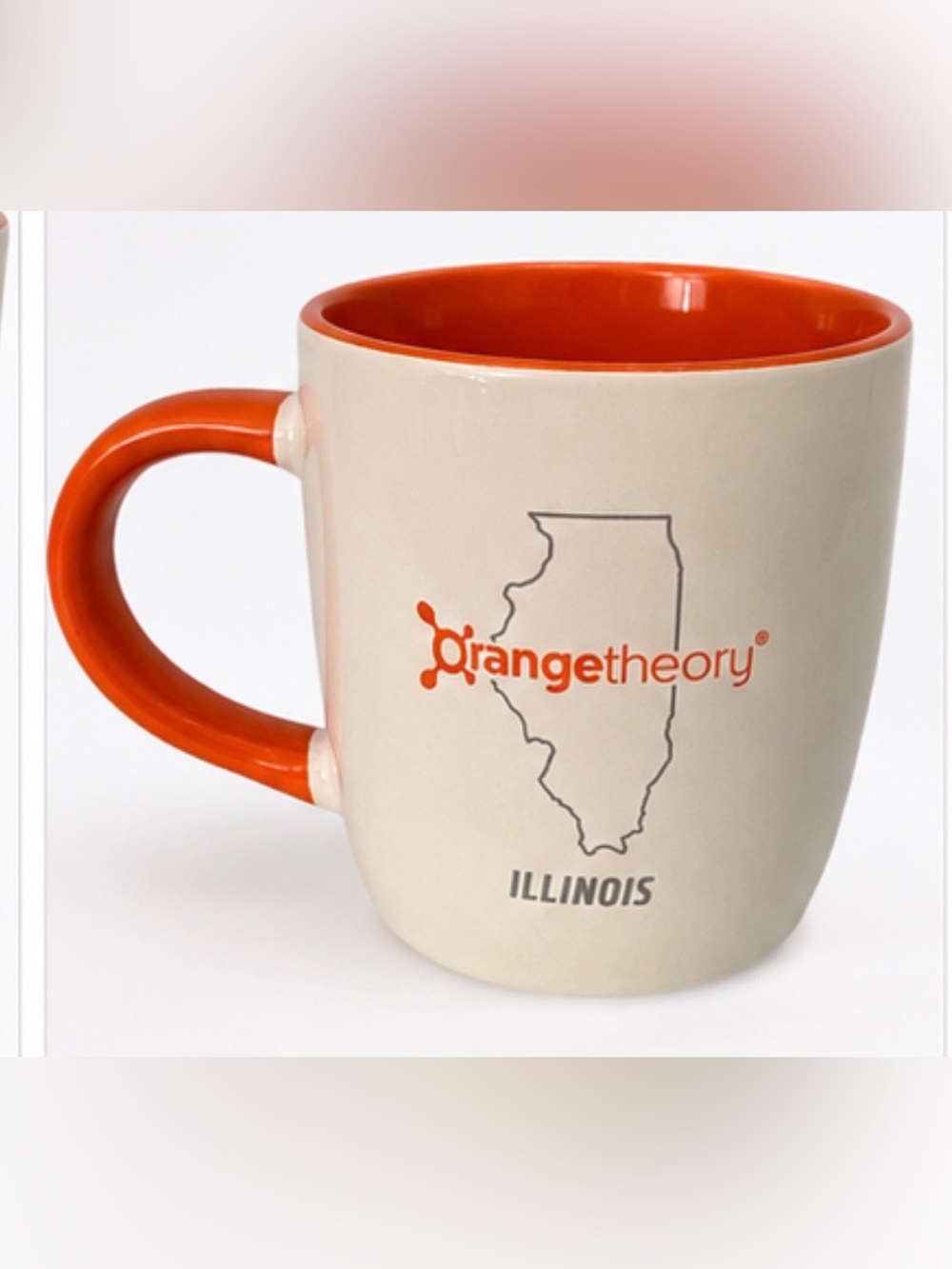 Orangetheory Beige Mug with Orange Interior & Handle
